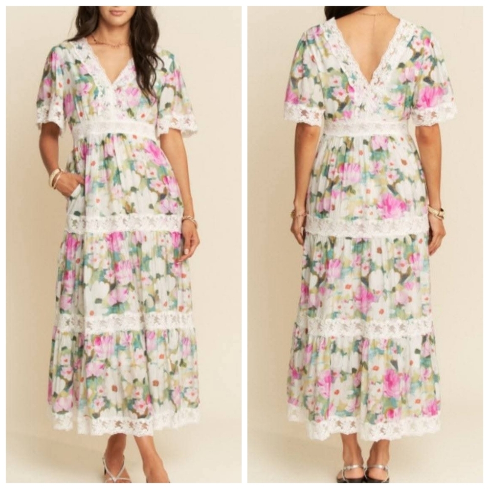 New Davi & Dani Floral Tiered Dress